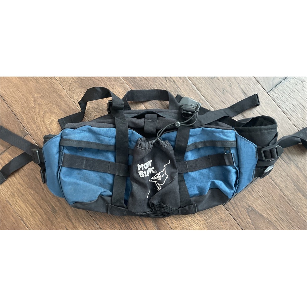 VINTAGE MONT BLANC HIKING CLIMBING‎ FANNY PACK BLUE/BLACK